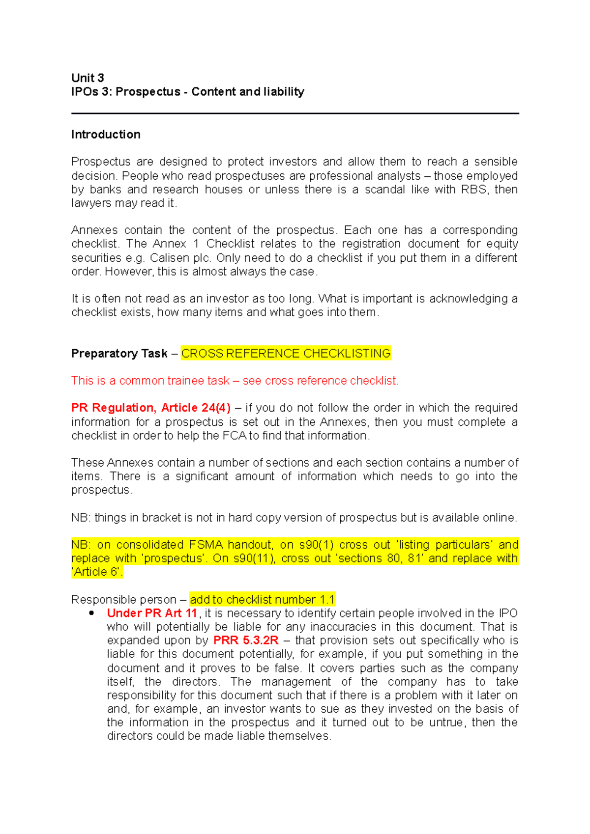 PC WS 3 - Prospectus for Public Companies - Unit 3 IPOs 3: Prospectus ...
