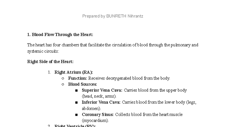 S19 Recap: Anatomy of Blood Circulation & Heart Function - Studocu