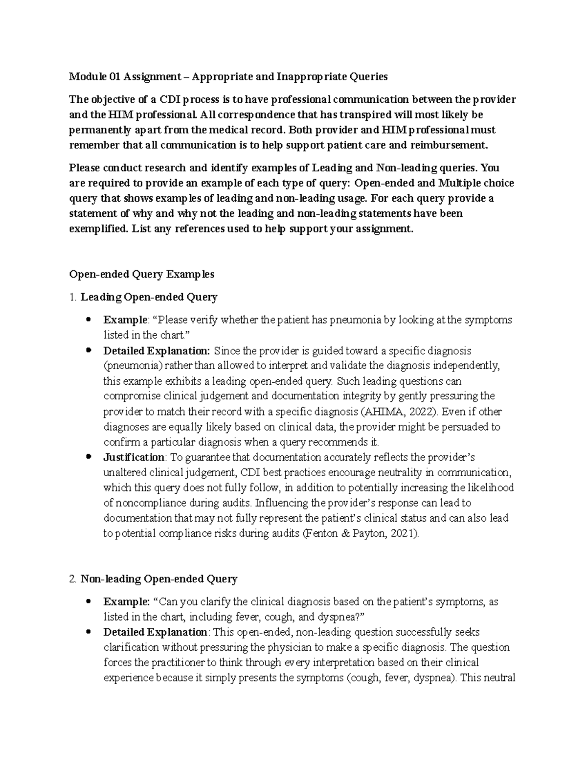 Mod01 Assignment: Leading vs Non-Leading Queries in CDI - Studocu