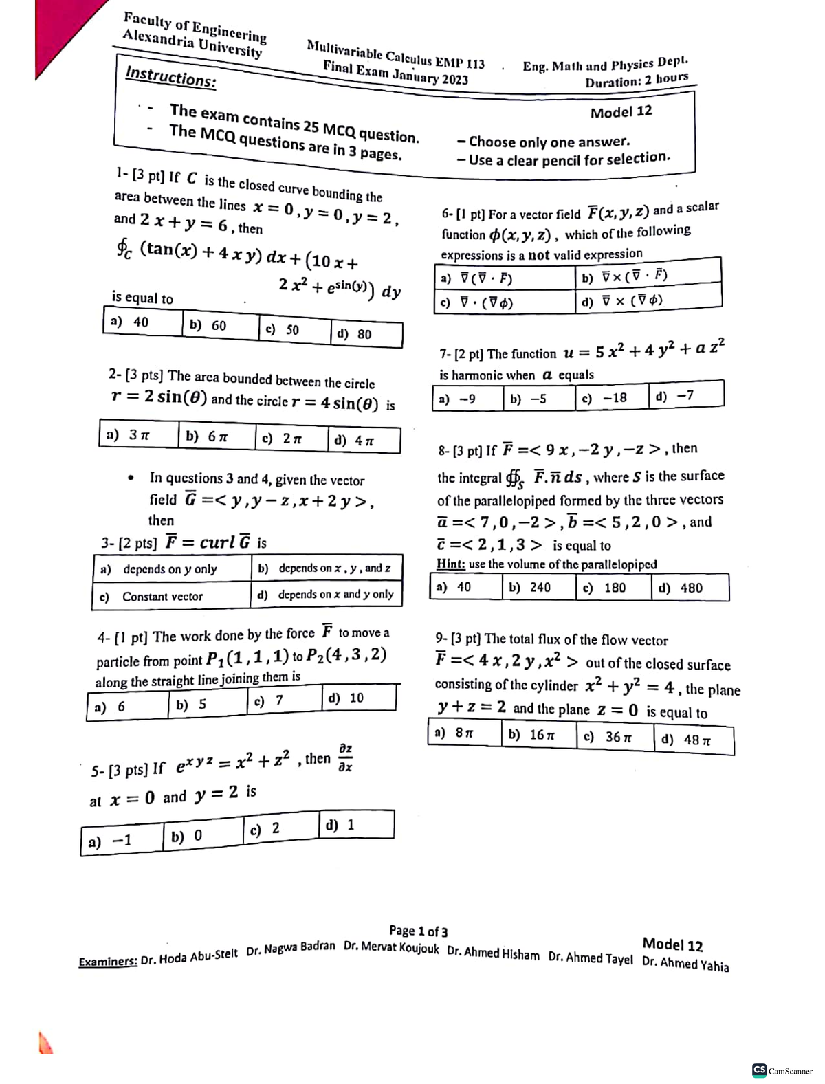 Final Fall 2022 - math 3 exams - Mathematics 1 - Studocu