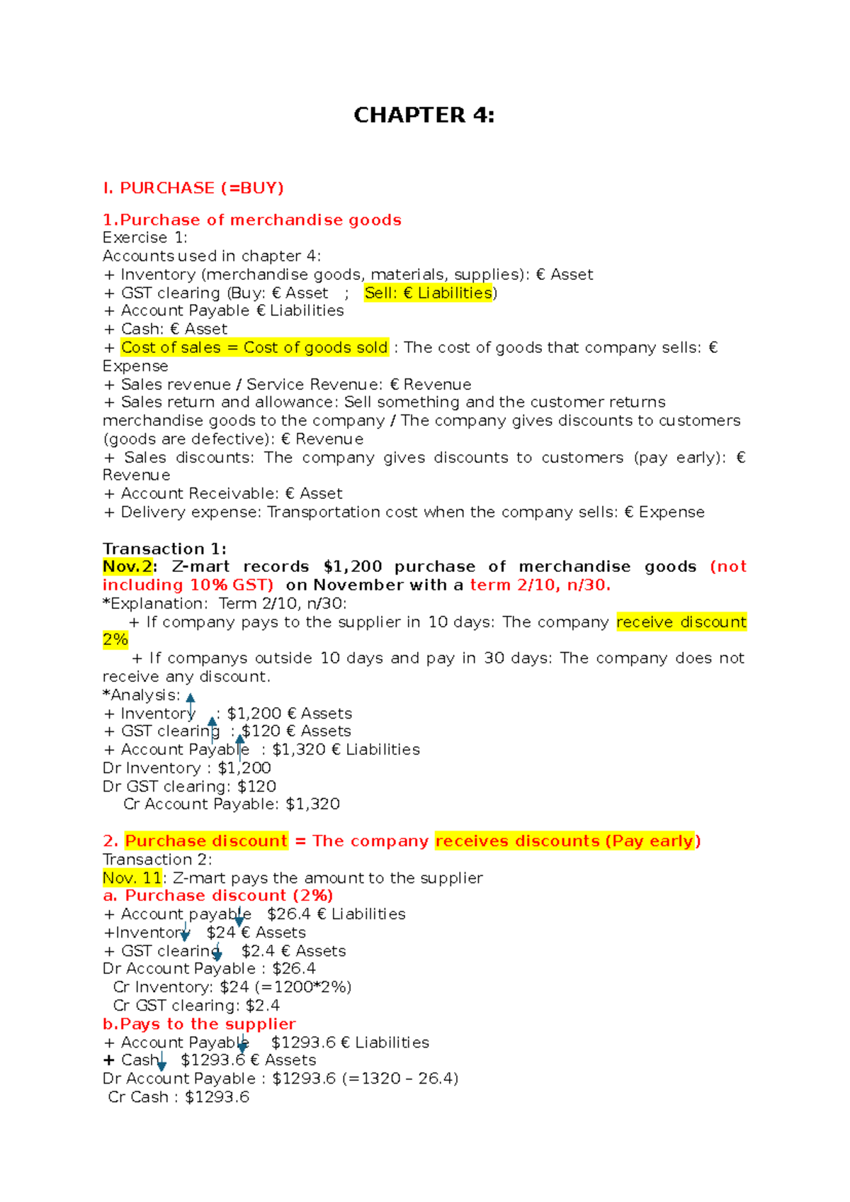 CHAPTER 4: PURCHASE TRANSACTIONS AND ACCOUNTING EXERCISES - Studocu
