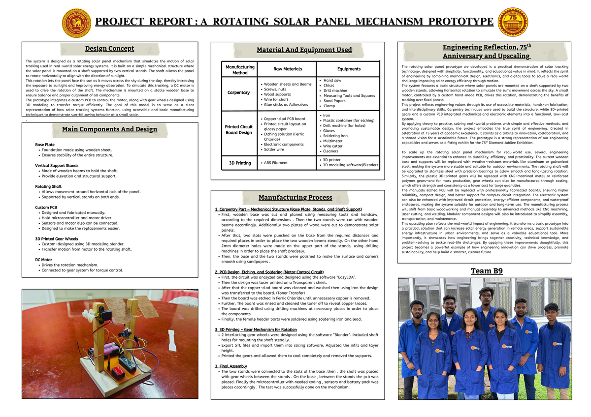 PROJECT REPORT: Rotating Solar Panel Mechanism Prototype - Studocu