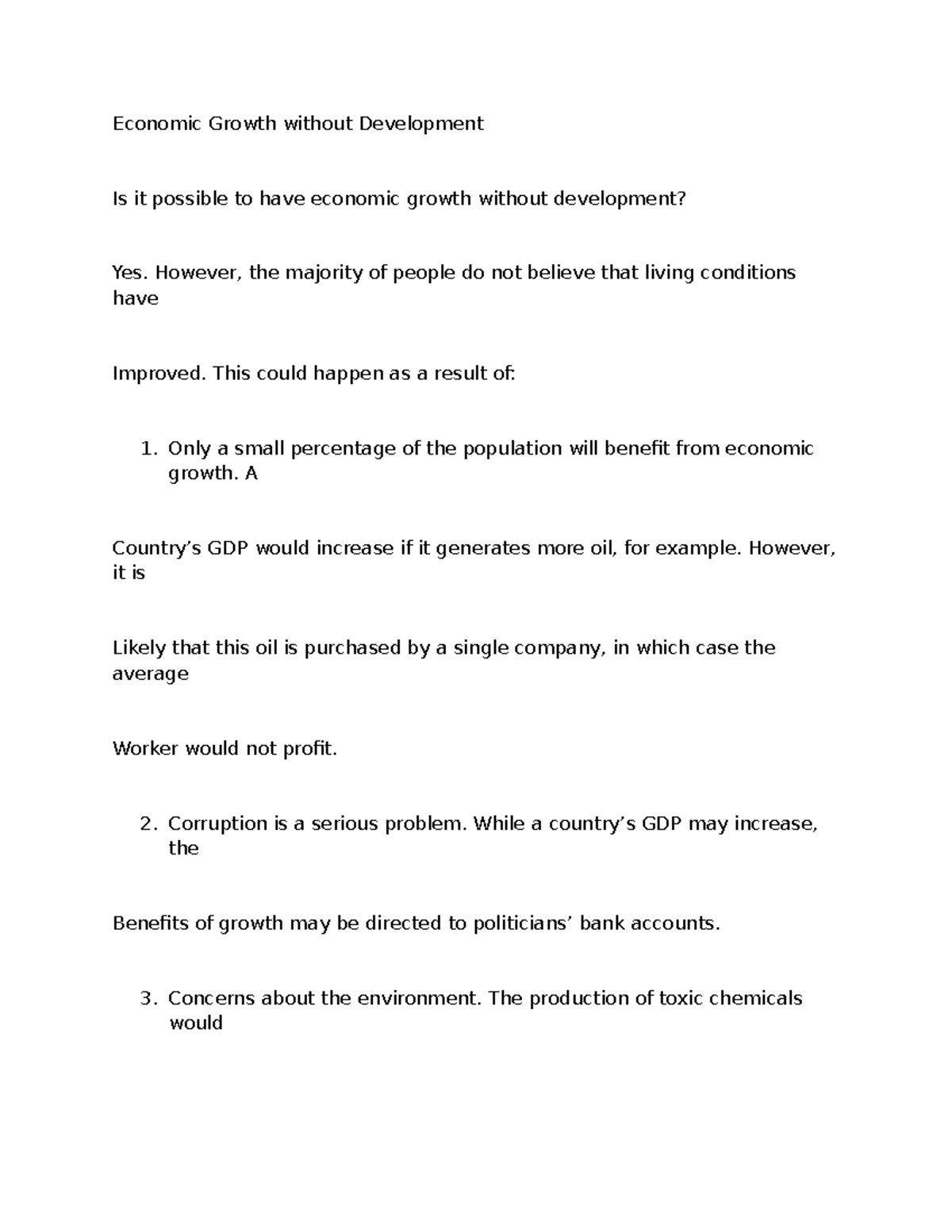 Economic Development - Lesson 1 - Economic Growth without Development ...