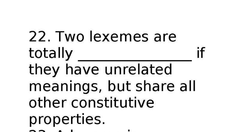 Lexical Semantics: Key Concepts and Definitions (Ex2) - Studocu