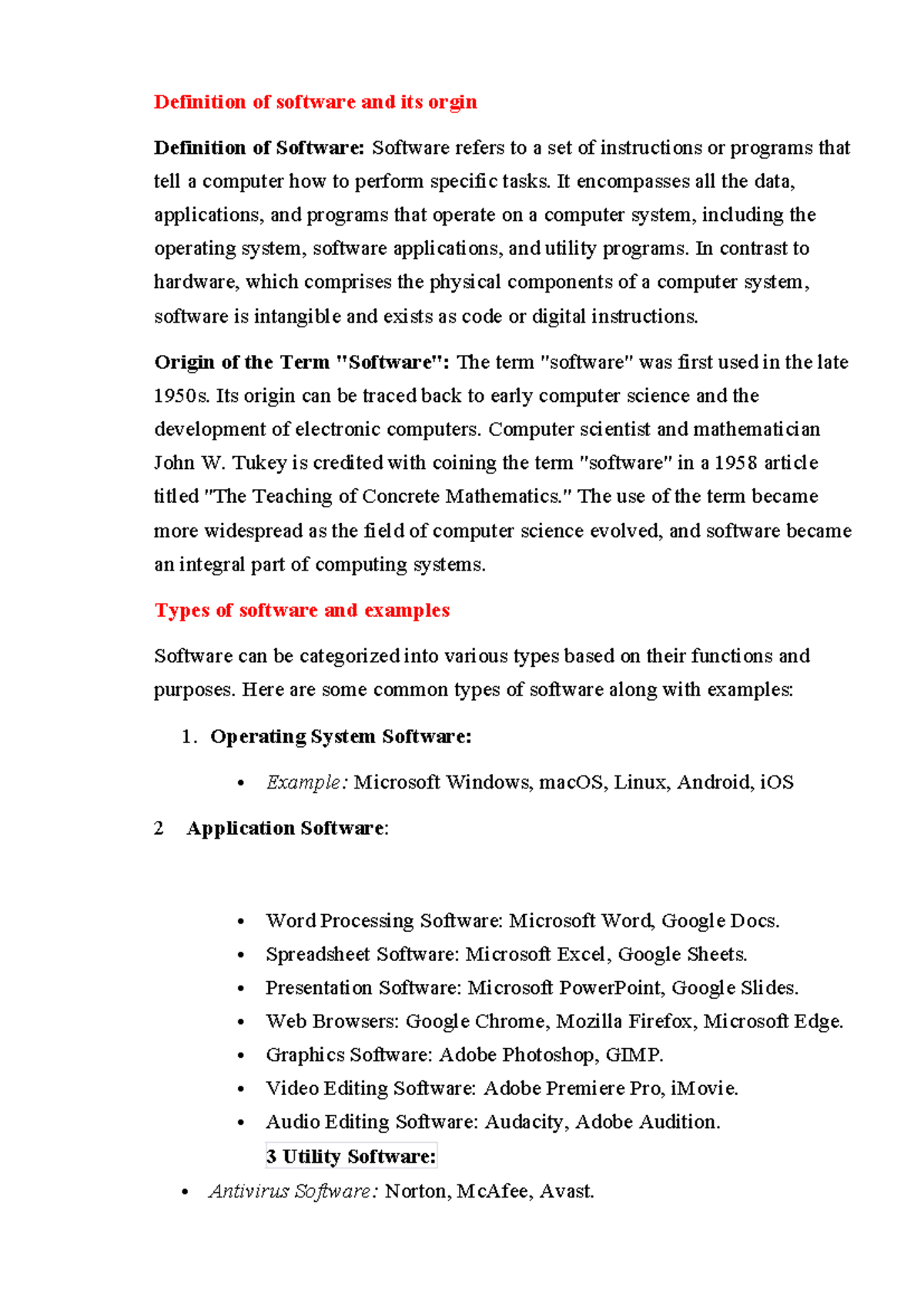 Understanding Software: Definition, Origin, Types, and Operation - Studocu