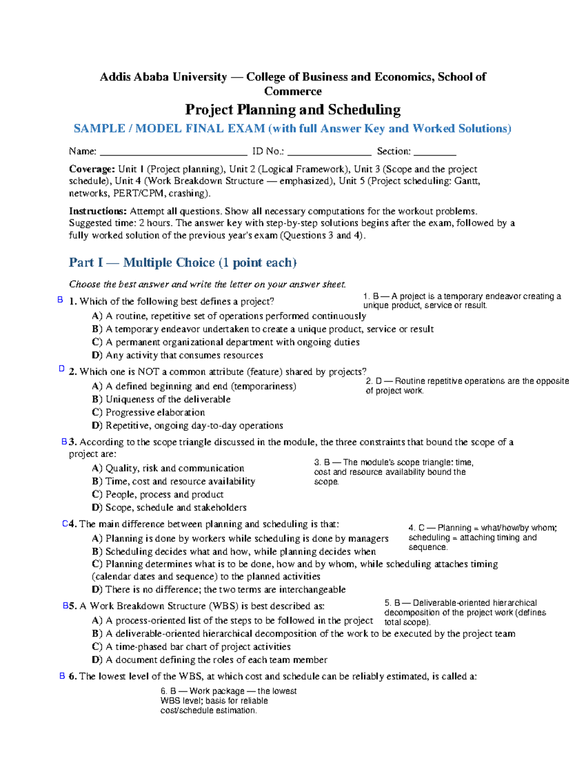 New PPS Sample Model Final Exam (with Answer Key) - Studocu