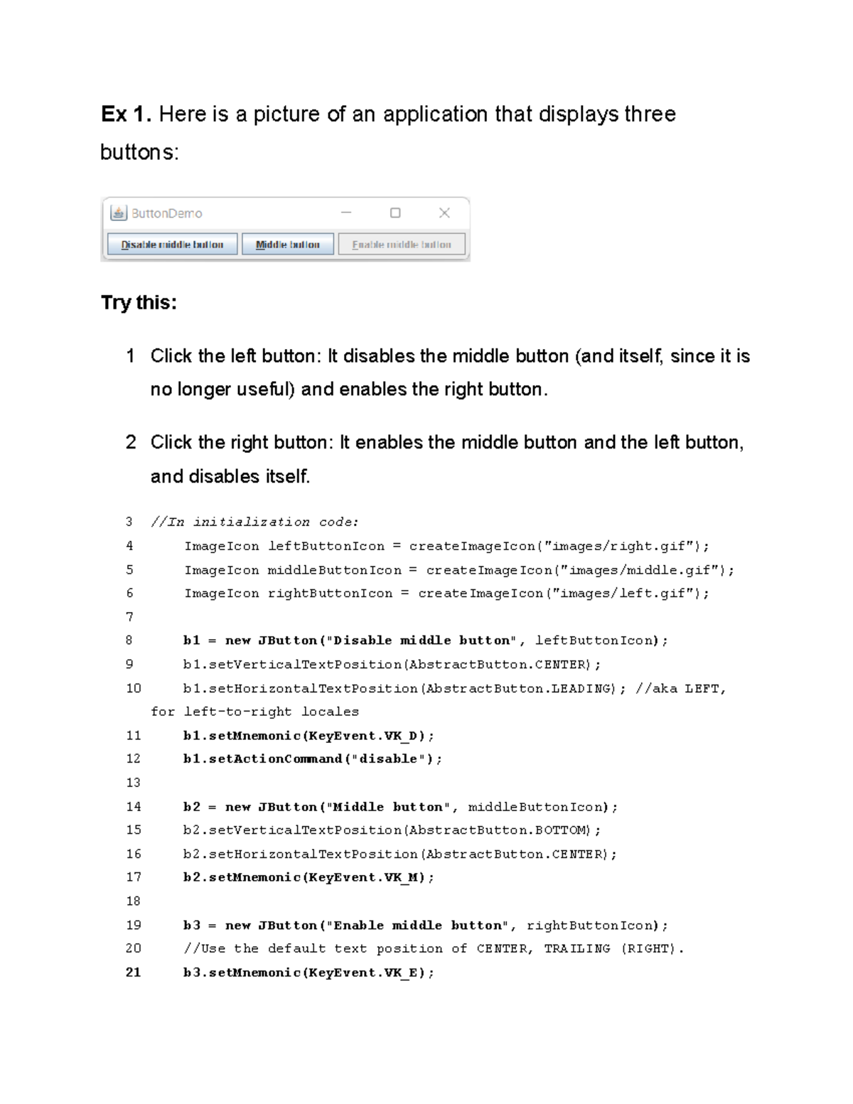 Exercises 8 - Java GUI: Button Actions and Table Interaction - Studocu