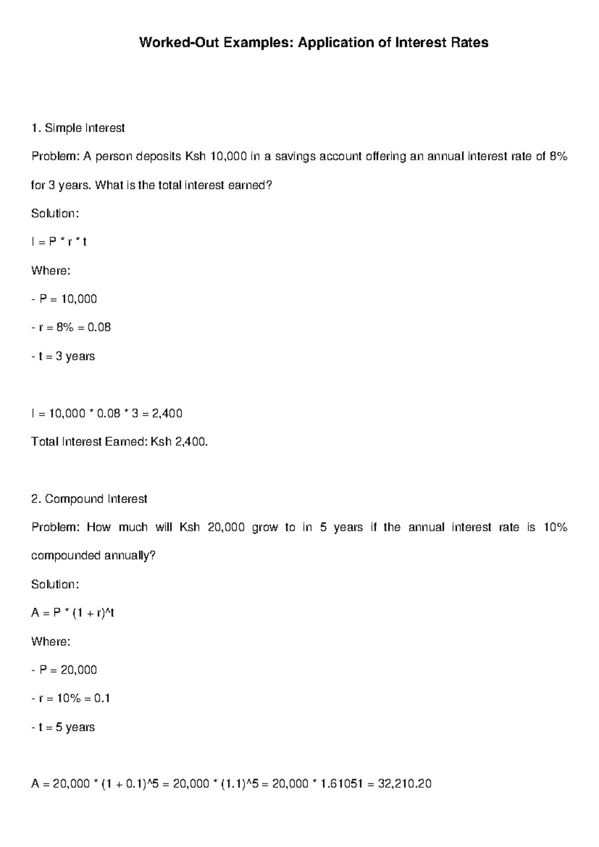 Interest Rate Worked Examples Adjusted - Worked-Out Examples ...