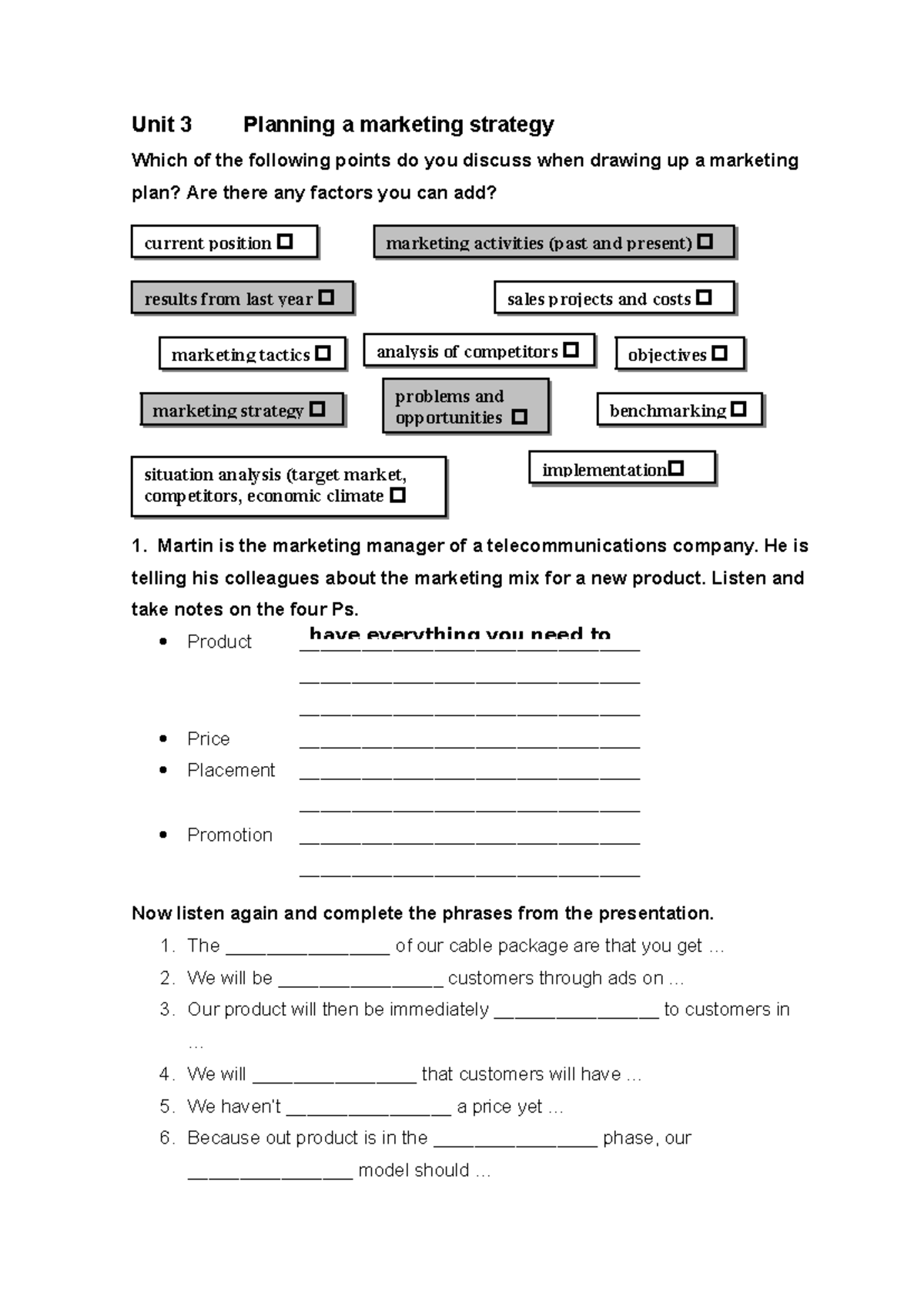 Unit 3 Marketing Strategy Planning: Key Concepts and Insights - Studocu