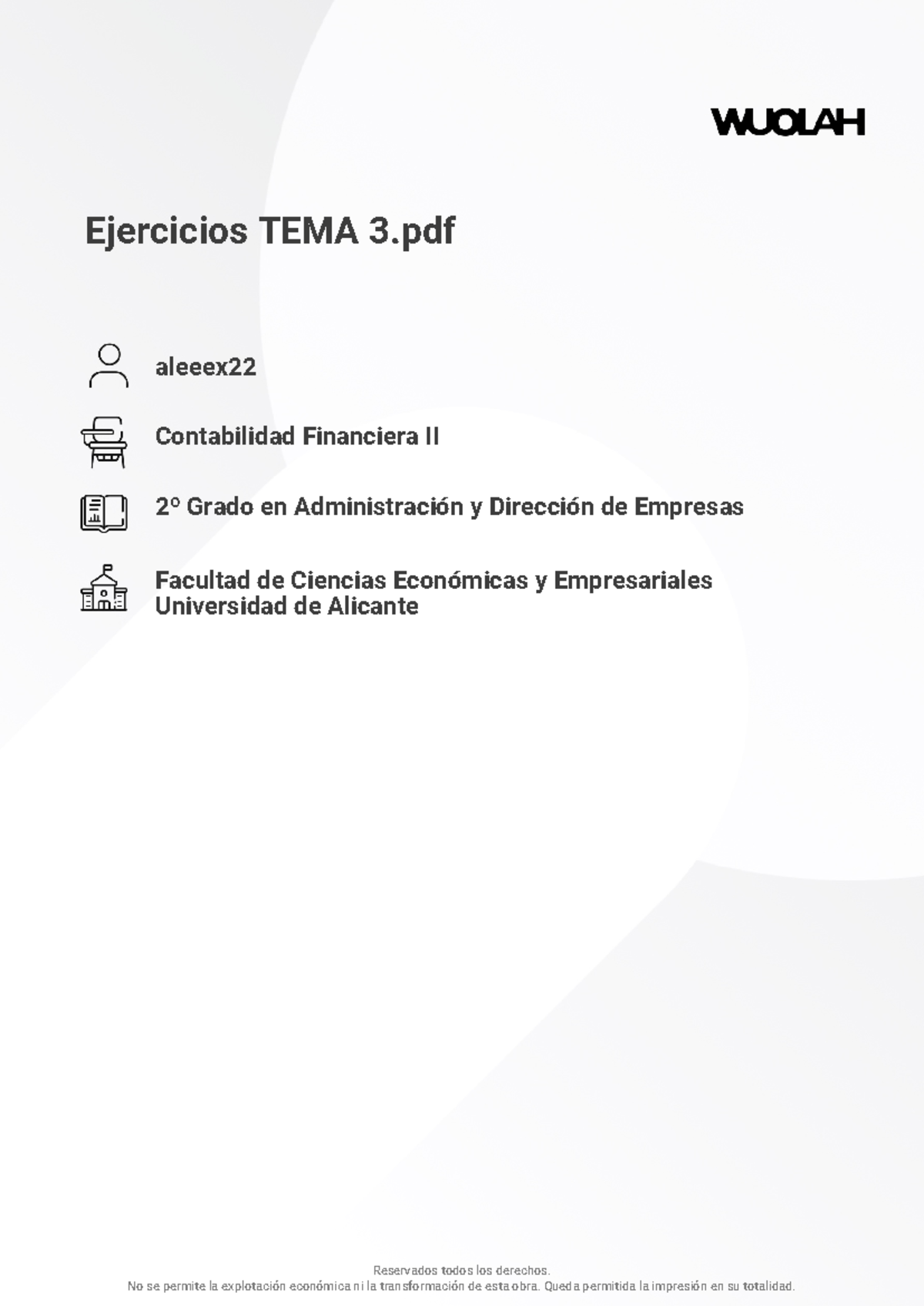 Ejercicios TEMA 3 Resueltos - Contabilidad Financiera Ii - UA - Studocu