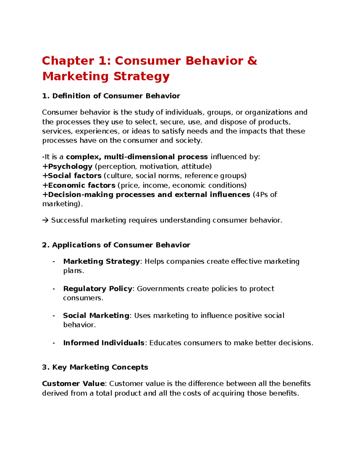 CB - Midterm Summary Notes on Consumer Behavior and Marketing ...