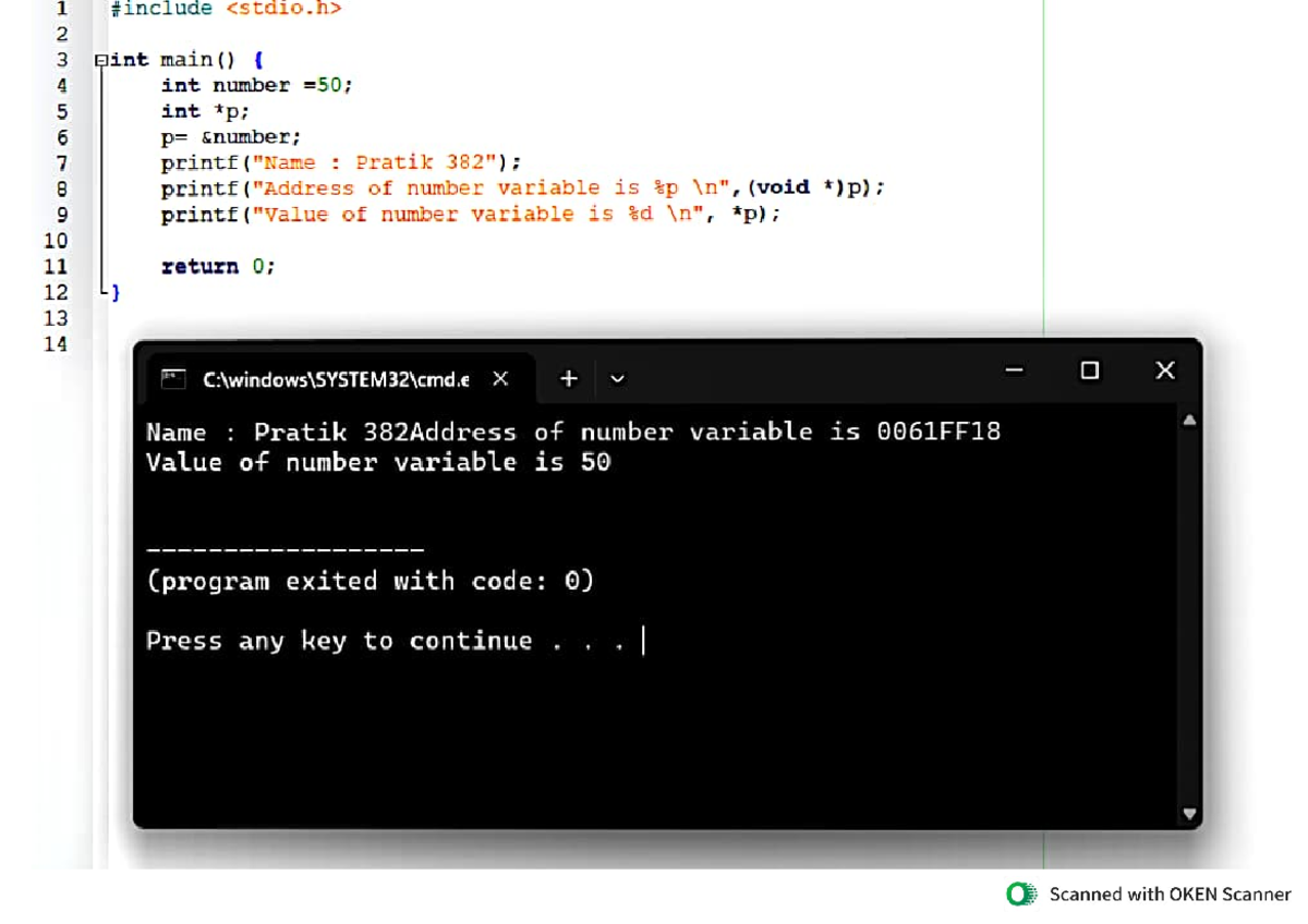 Exp8 - C Program Output Analysis and Variable Details - Studocu