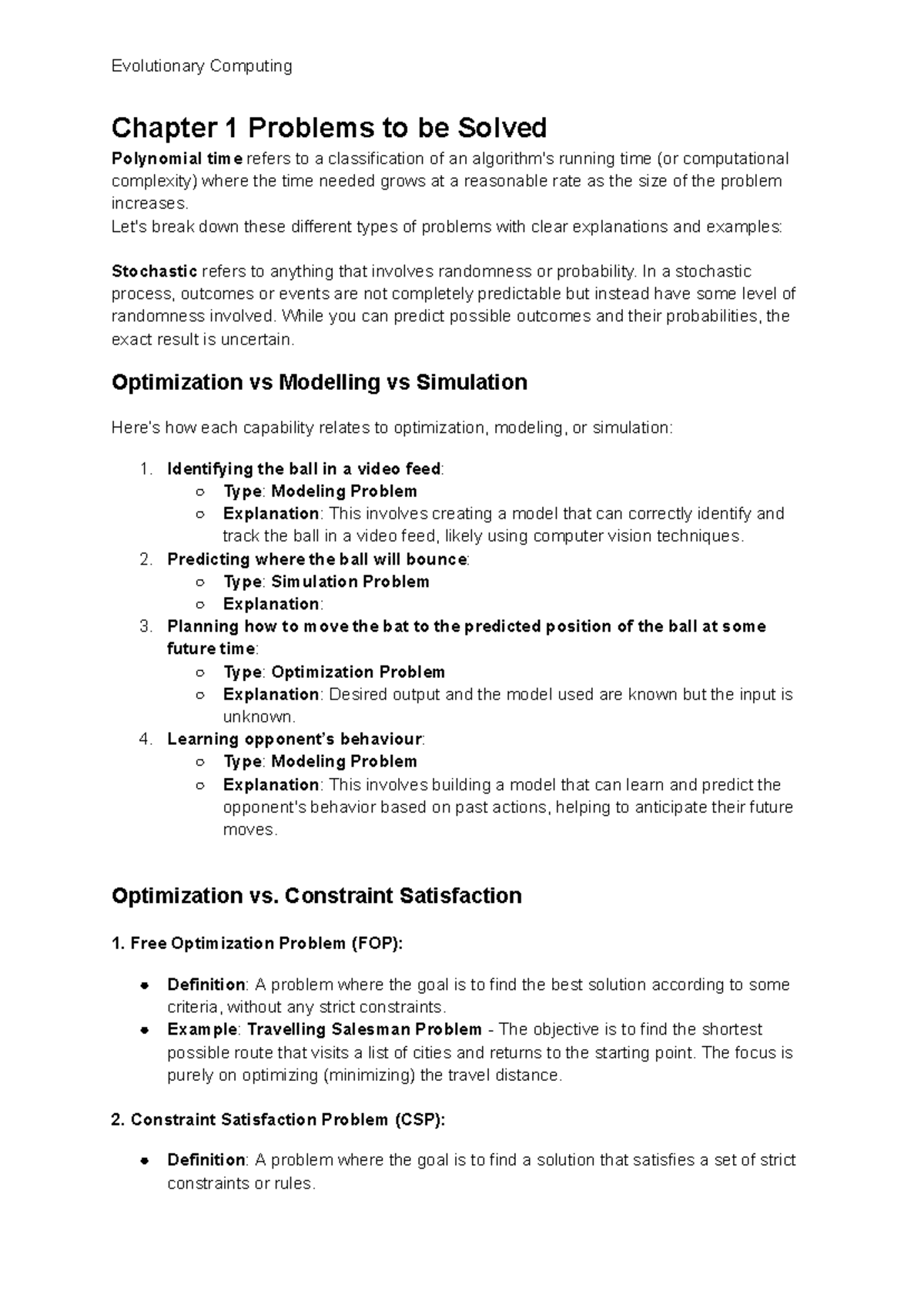 Evolutionary Computing 101: Key Concepts & Problem Examples - Studeersnel