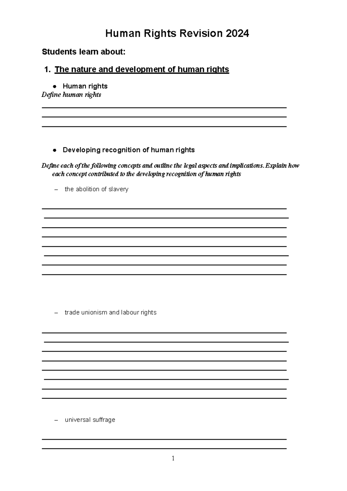 Human Rights Revision: Concepts, Legal Aspects & Implications - Studocu