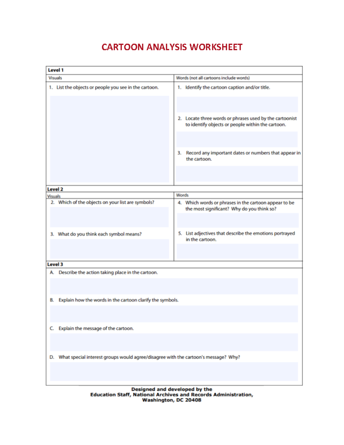Cartoon Analysis Worksheet by Camren Castillo - Studocu