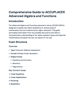 ACCUPLACER Sample Questions for Quantitative Reasoning, Algebra, and ...