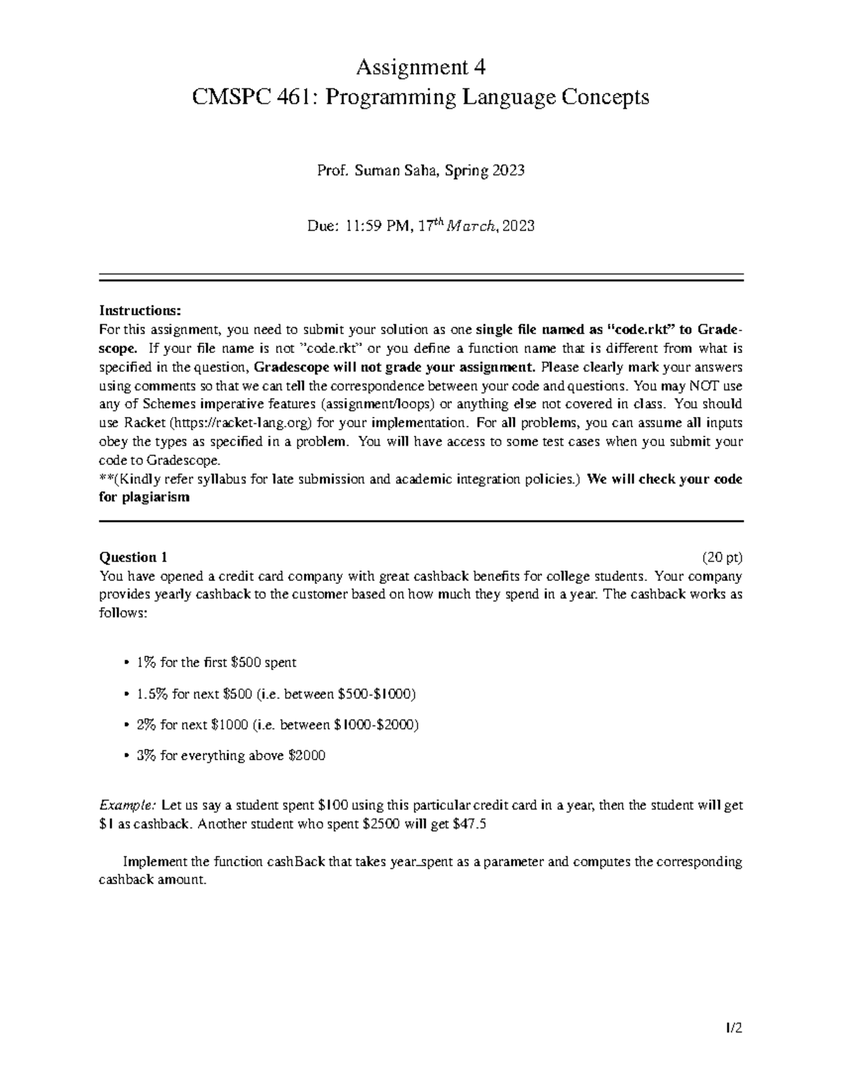 HW4 Cmpsc 461 SP23 - Assignment Solutions and Instructions - Studocu
