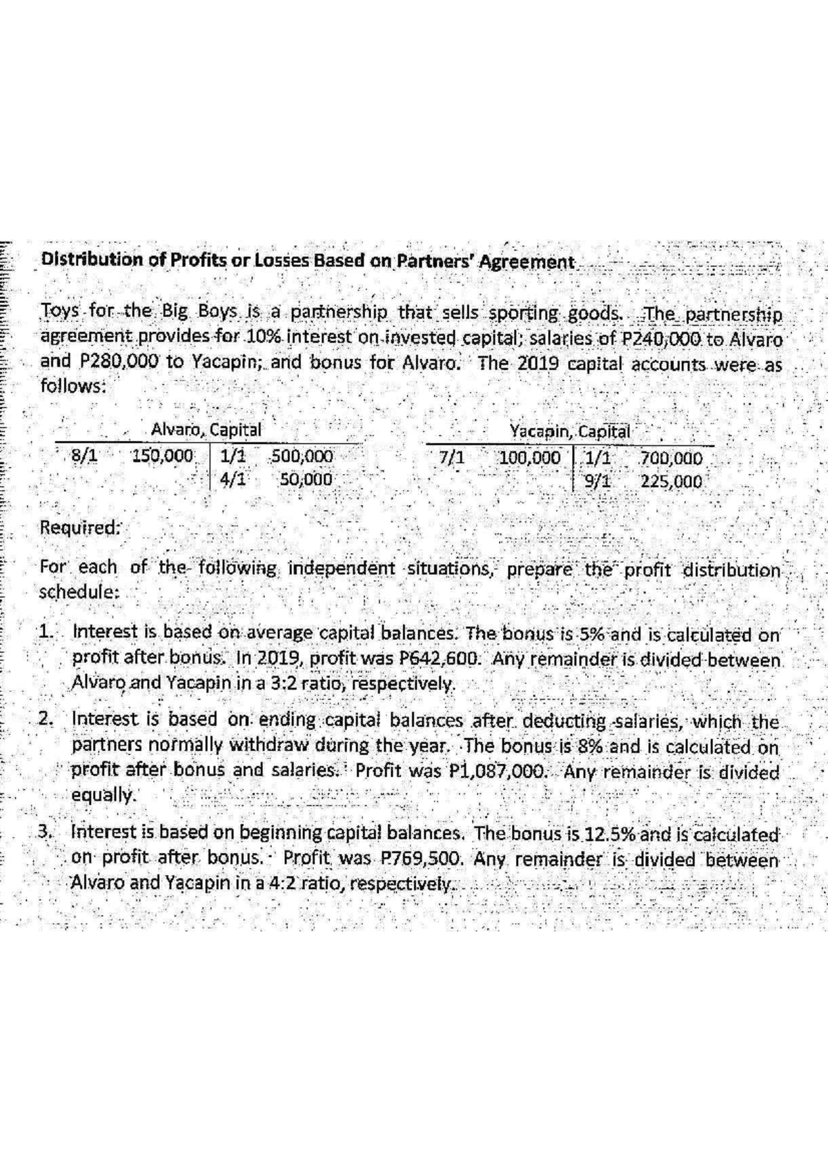 Profit Distribution Analysis for Partnership Agreement (ACCT 301) - Studocu