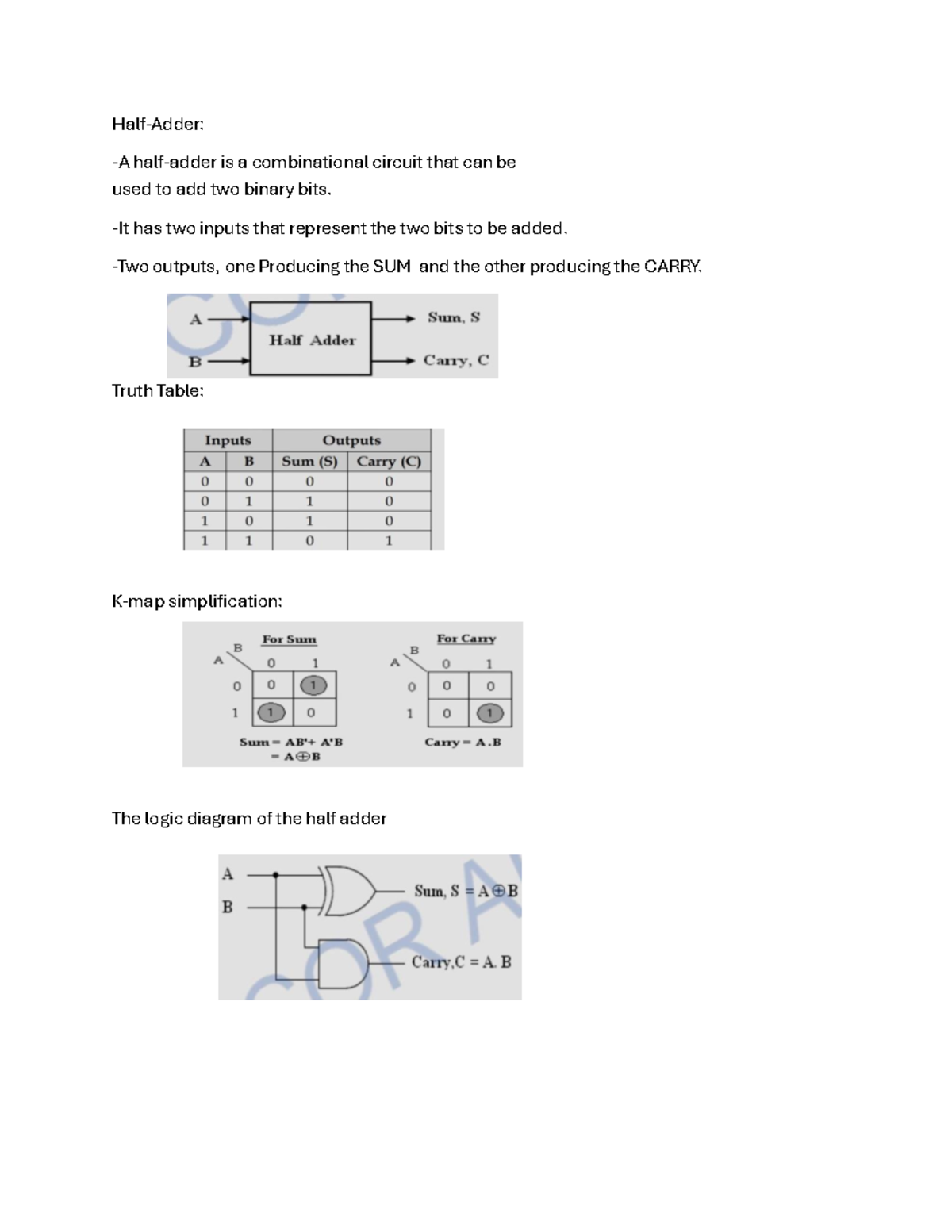 Dpco - FFE: Half Adder, Full Adder, & Half Subtractor Overview - Studocu
