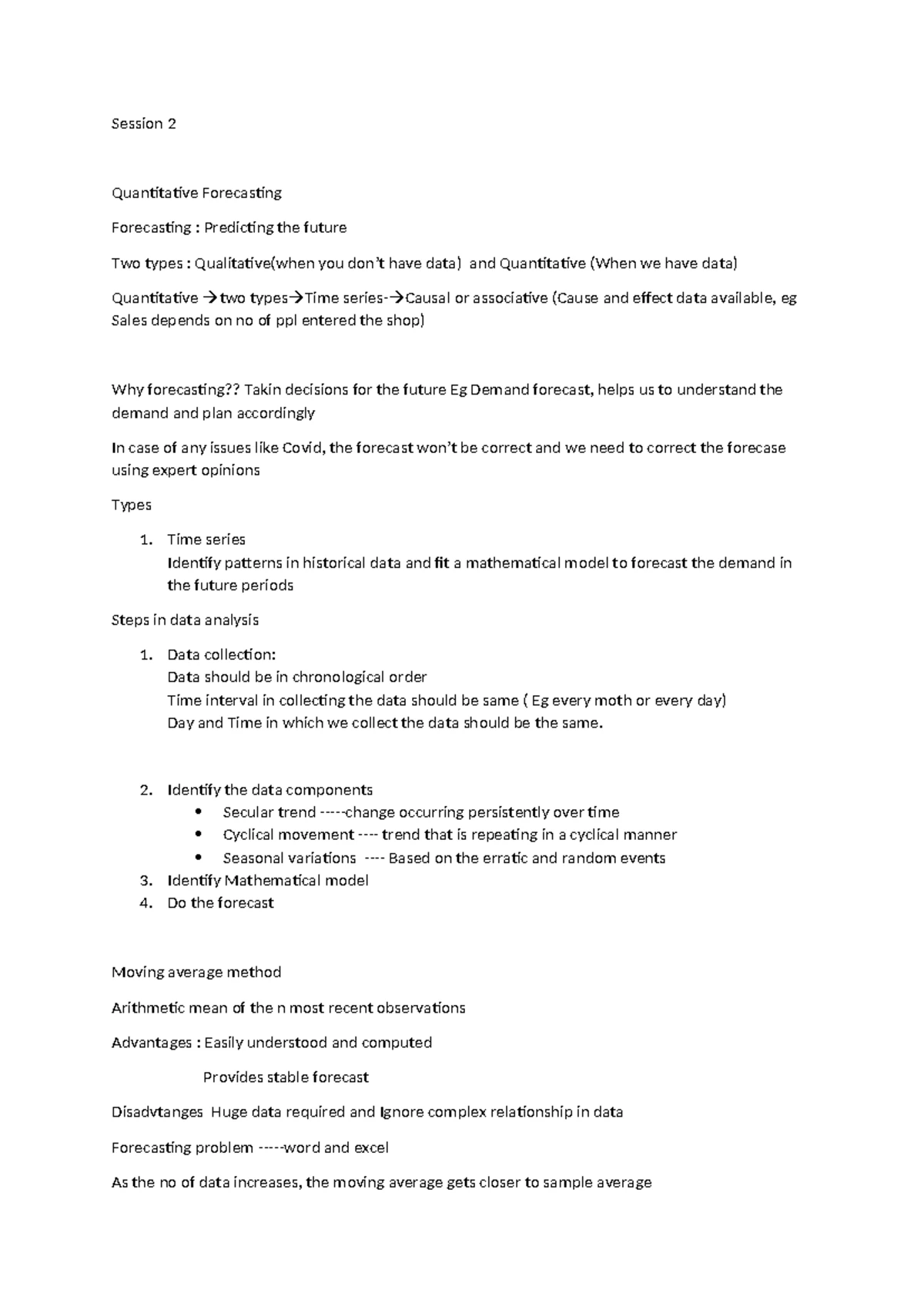 Forecasting Techniques and Analysis for Demand and Sales - Studocu
