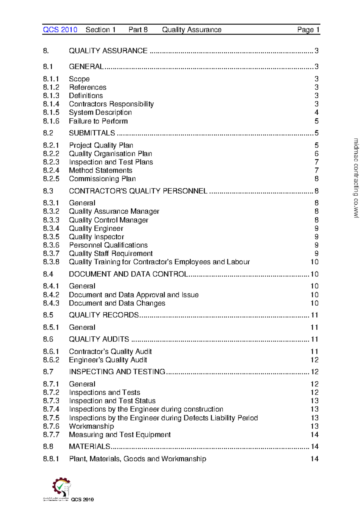QCS 2010 Section 1 Part 8: Comprehensive Quality Assurance Guidelines ...