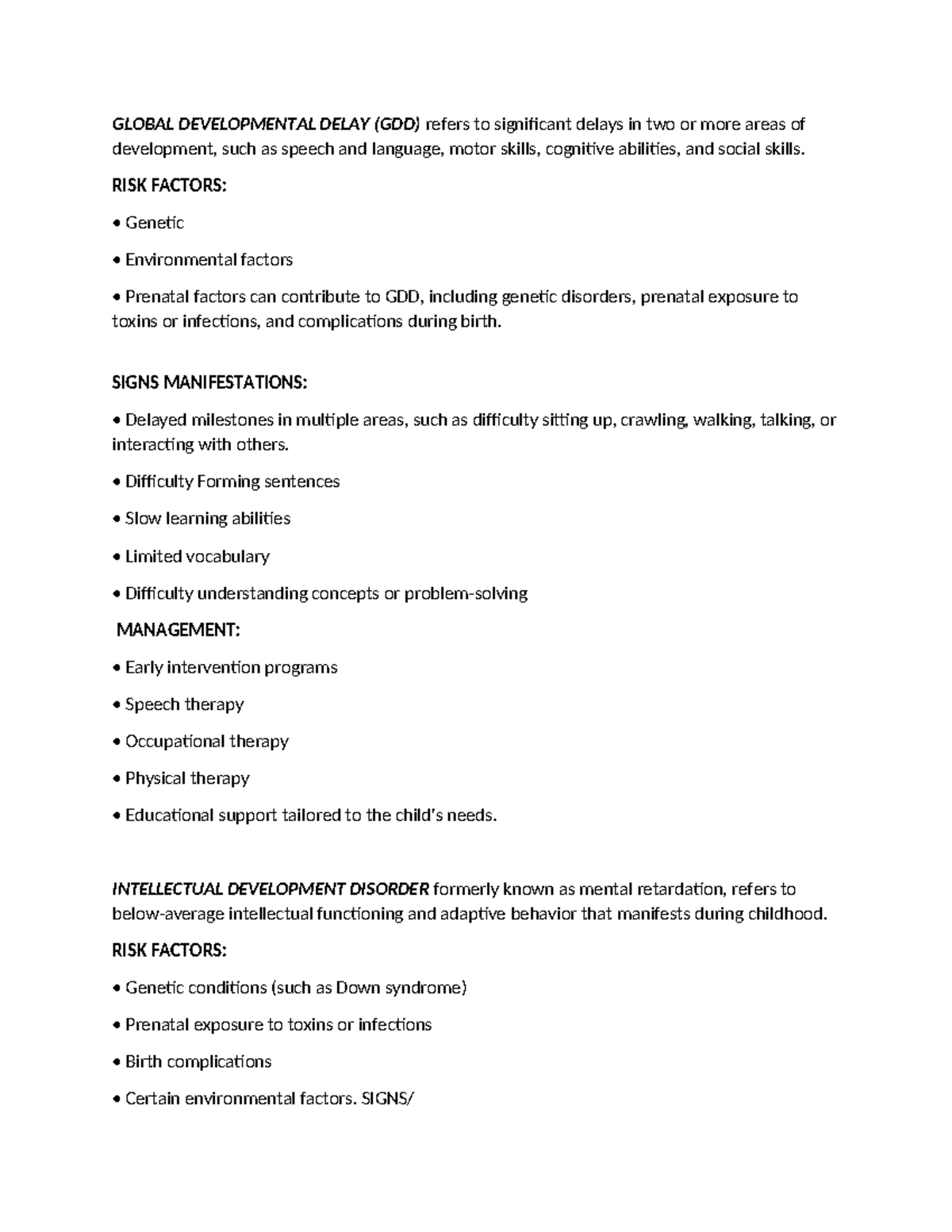 Assignmenttt - tostudy - GLOBAL DEVELOPMENTAL DELAY (GDD) refers to ...