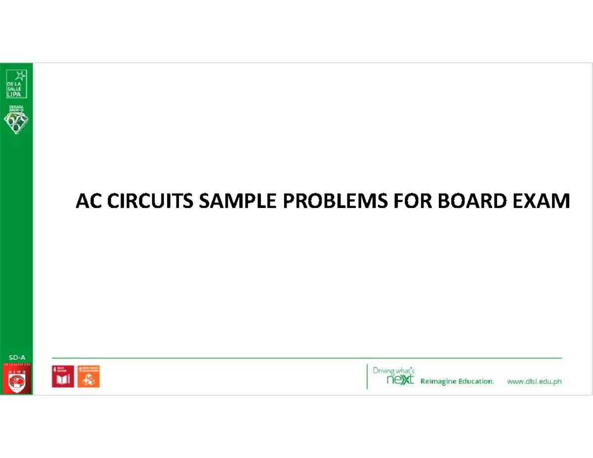 AC CIRCUITS SAMPLE PROBLEMS FOR BOARD EXAM (ACR 101) - Studocu
