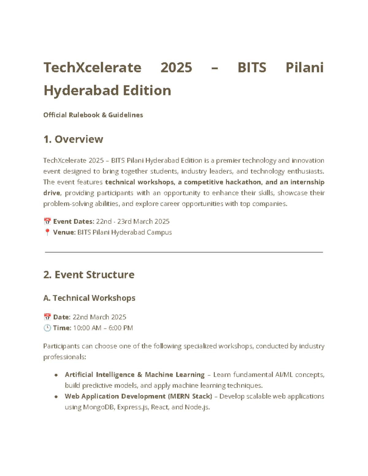 TechXcelerate 2025 Hyderabad: Official Rulebook & Guidelines - Studocu