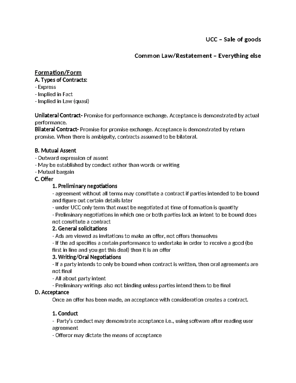 Contracts Law Overview: Essential Elements & Key Concepts - Studocu