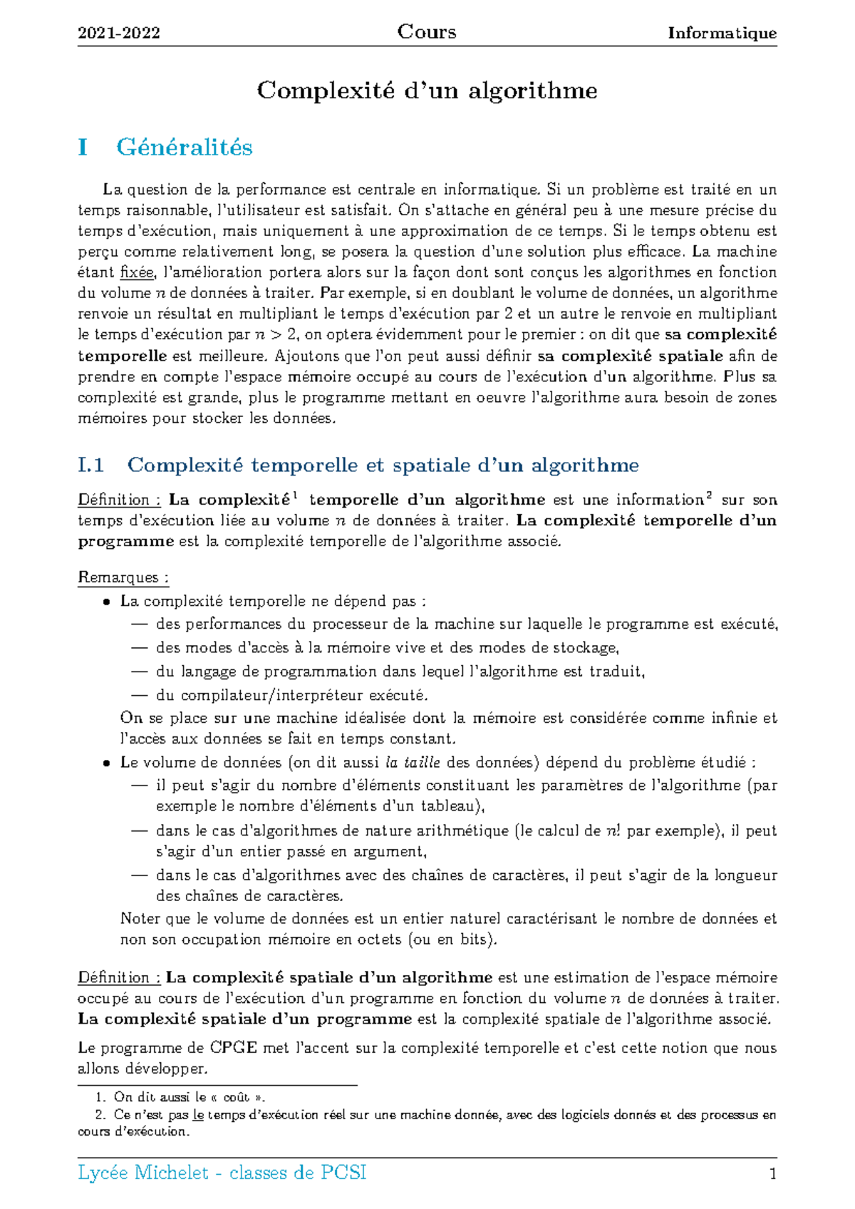 Étude des Complexités d'Algorithmes en Informatique : Concepts et ...