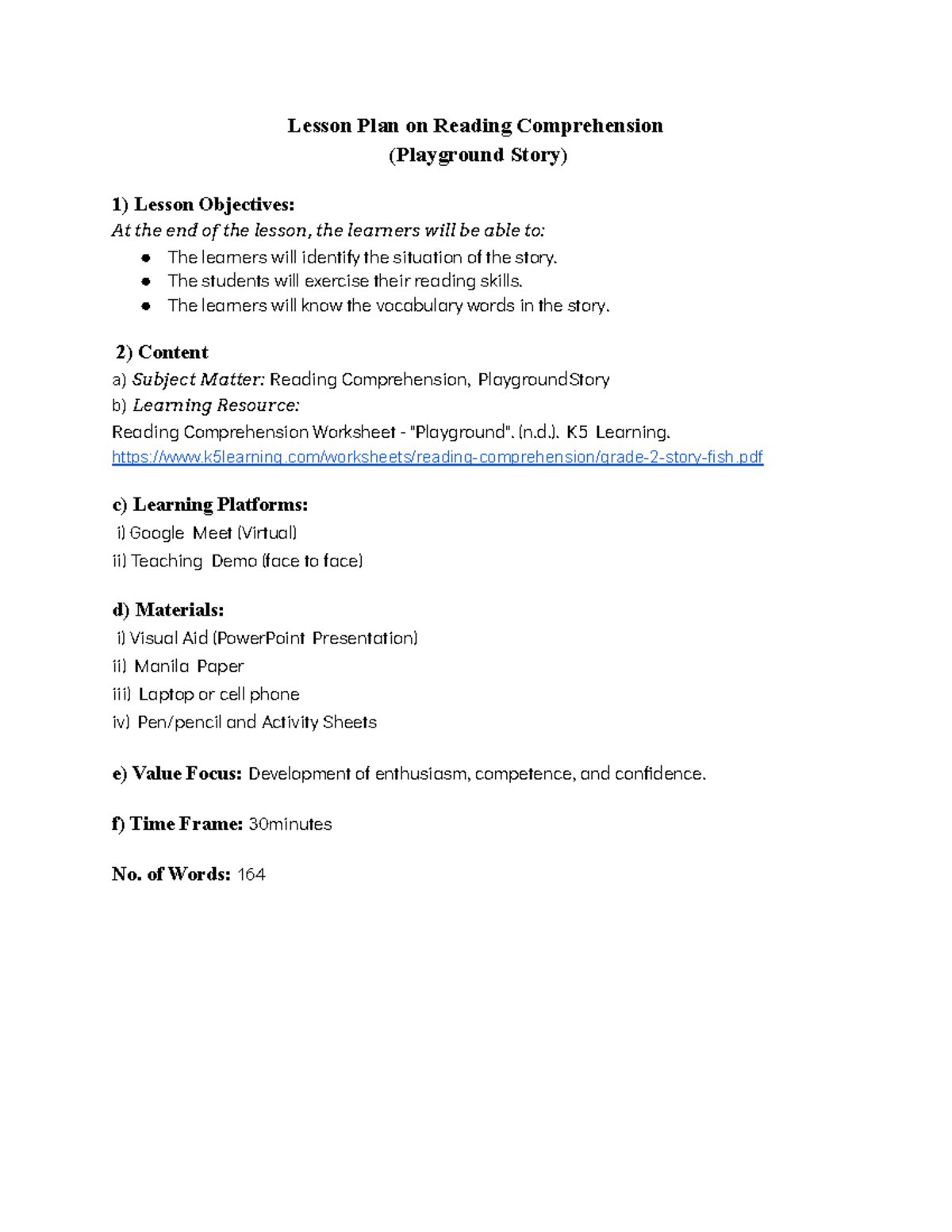 BEED2-A Lesson Plan: Enhancing Reading Comprehension with "Playground ...
