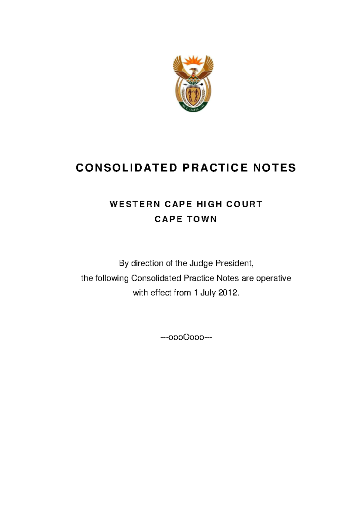 Consolidated Practice Notes 2012 - Western Cape High Court Guidelines ...