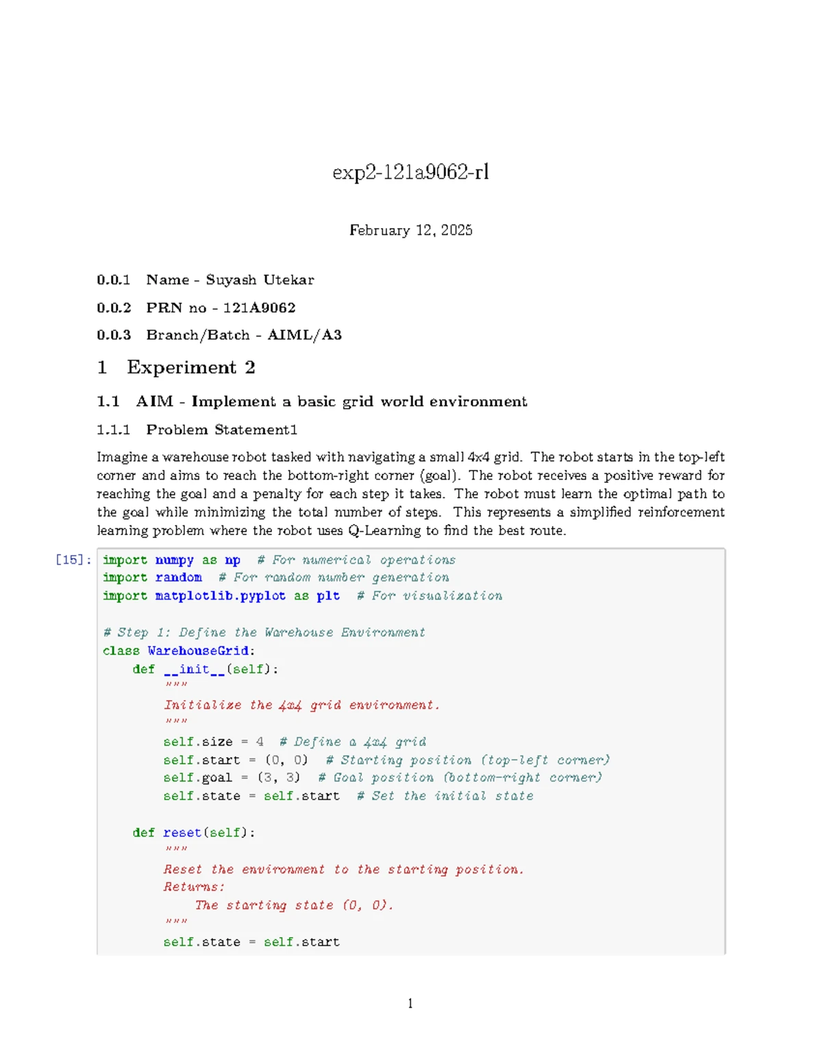 Exp 4 - Applying Dynamic Programming in MDP Solutions - Studocu