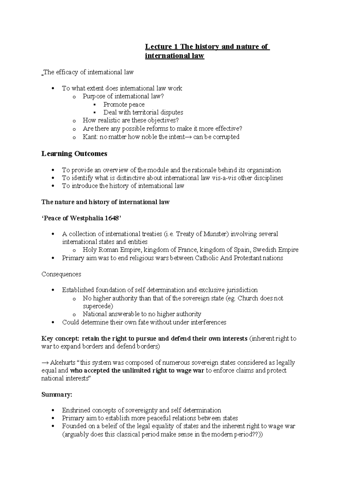 Lecture 1: The History and Nature of International Law - Key Concepts ...