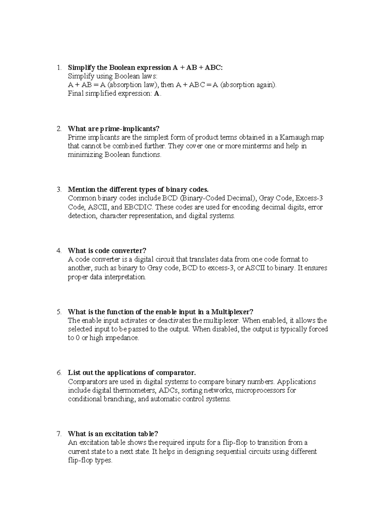DLF 2M Questions & Answers on Boolean Algebra and Digital Circuits ...