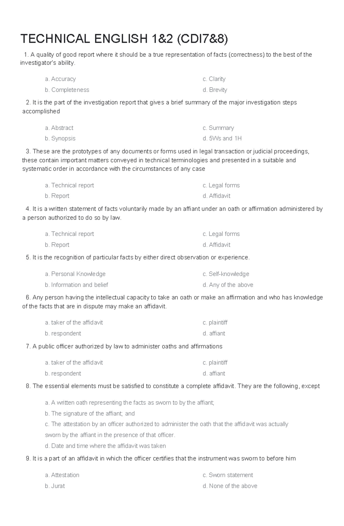 Technical English 1: Key Concepts and Definitions for Reports and ...