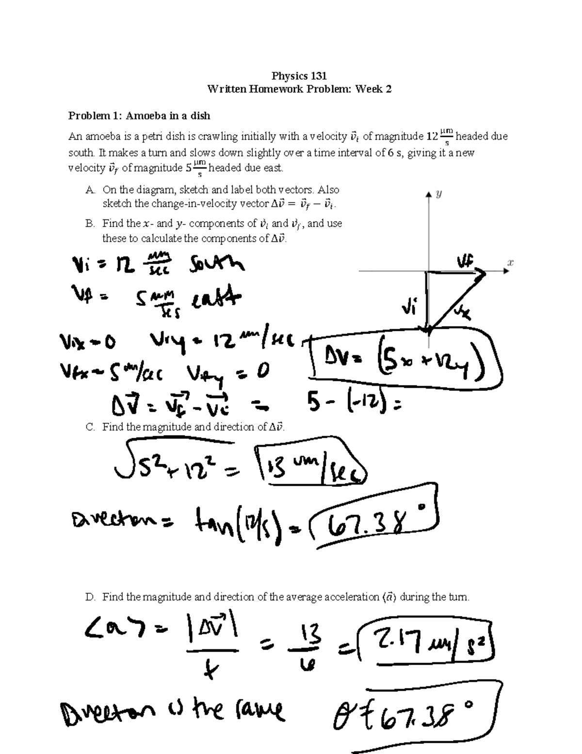 Phys 131 Week2 Written Problems-1 - Physics 131 Written Homework ...