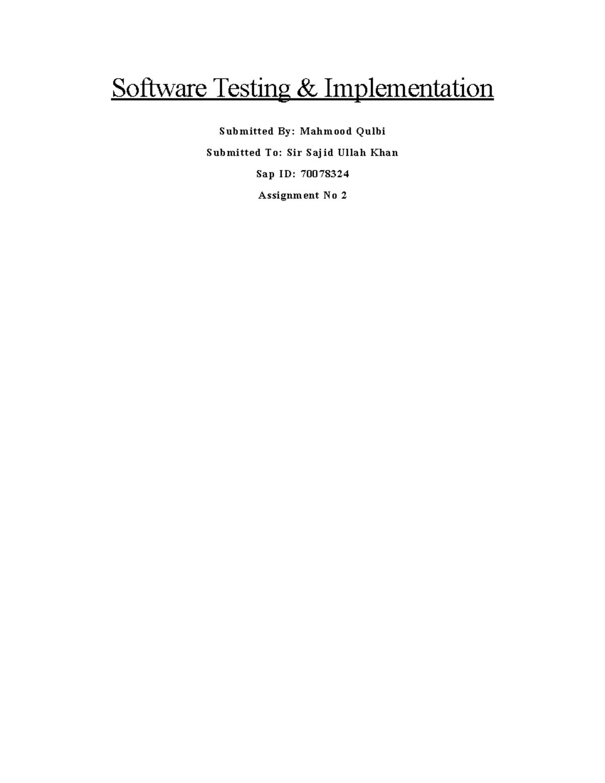 Assignment 2 - Software Testing: Test Case for Phone Number Field - Studocu