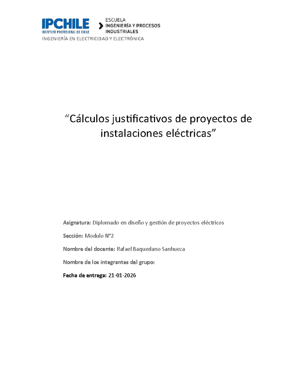 Informe Módulo 2: Cálculos Justificativos de Proyectos Eléctricos - Document Preview