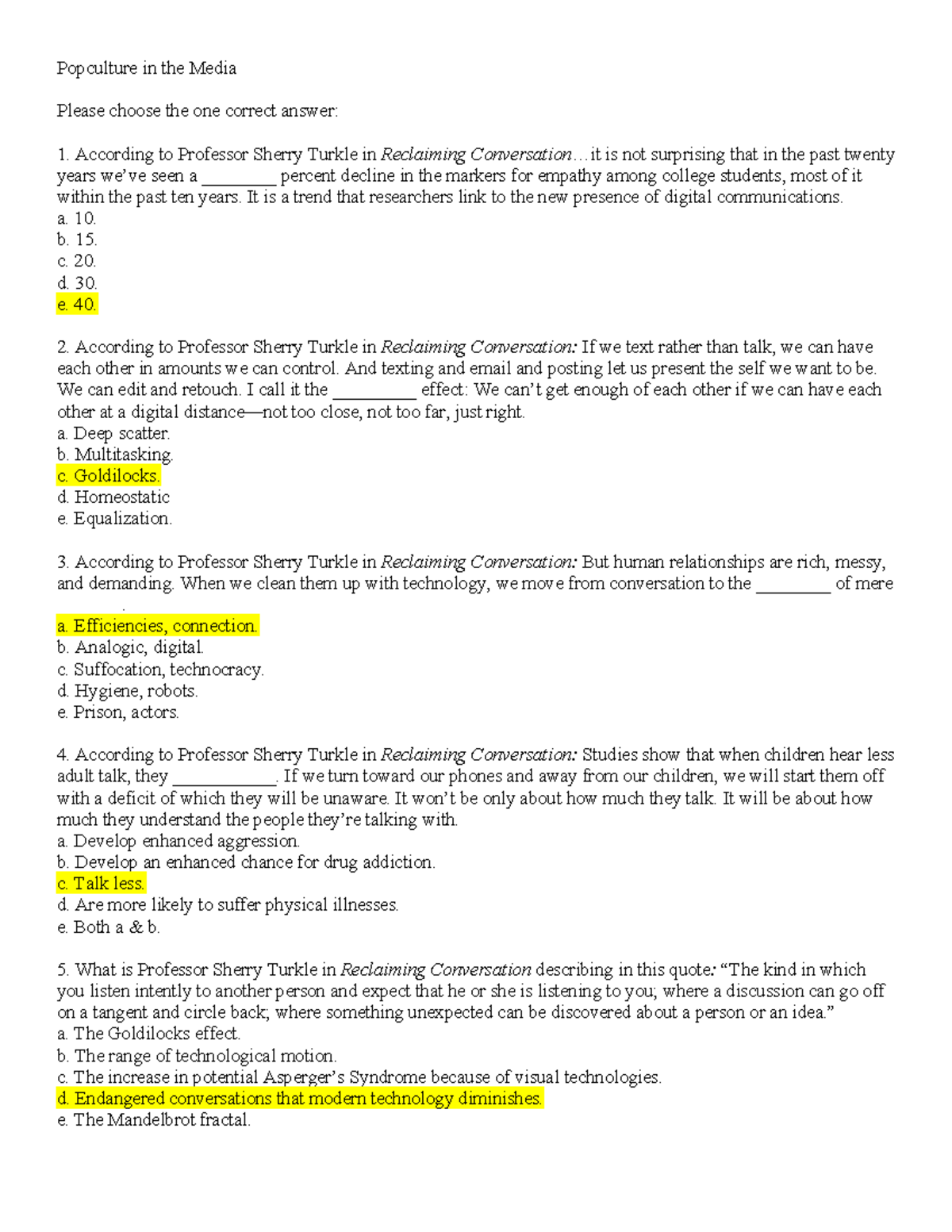Pop Culture in the Media Final Exam - Popculture in the Media Please ...