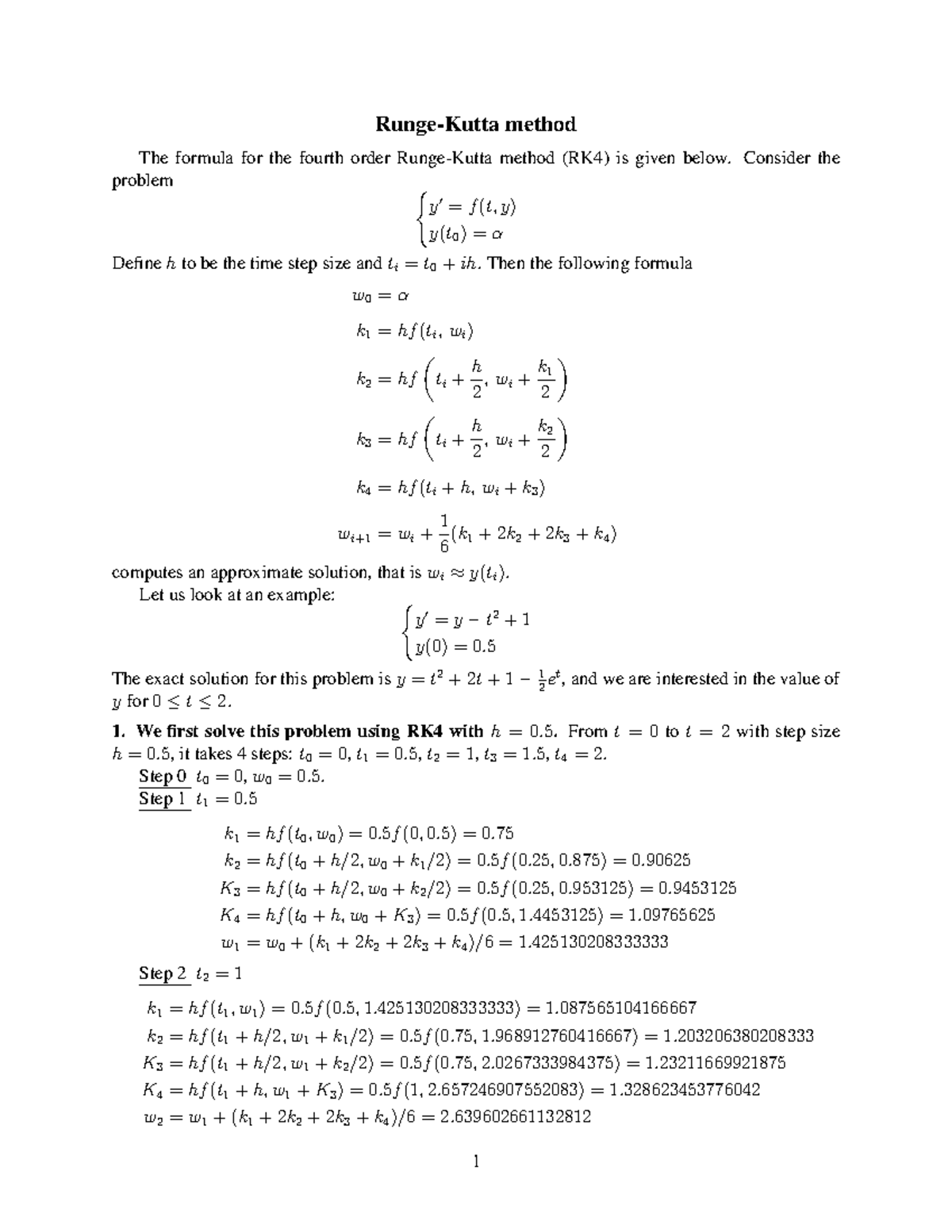 Rungekutta - cwelajk - Runge-Kutta method The formula for the fourth ...
