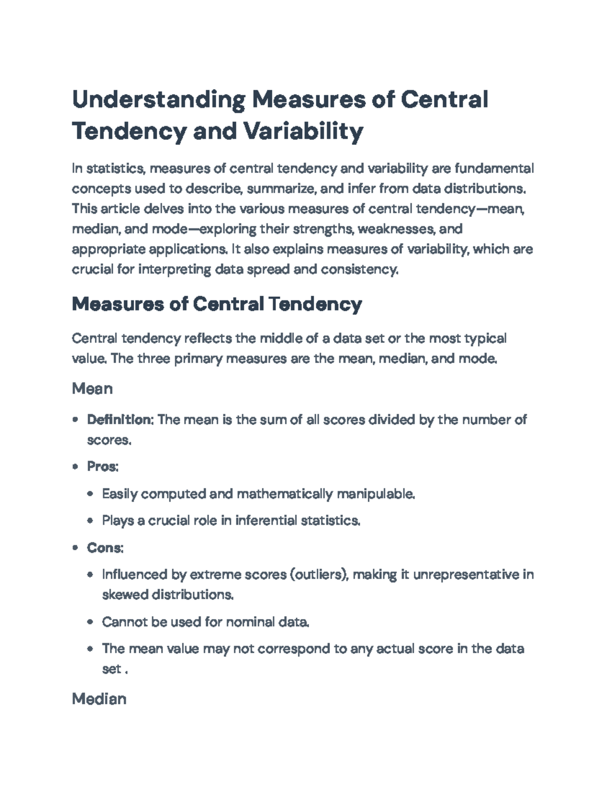 Understanding Central Tendency and Variability in Statistics ...