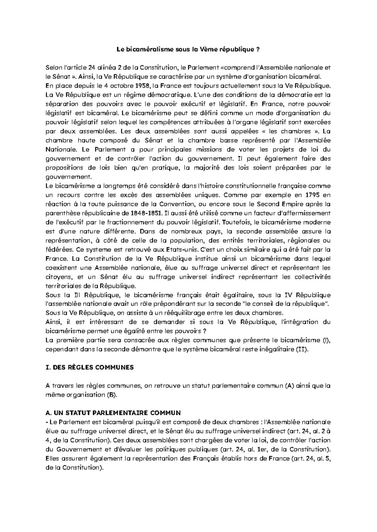 TD 4 - Dissertation : Rôle du Premier Ministre sous la Vème République ...