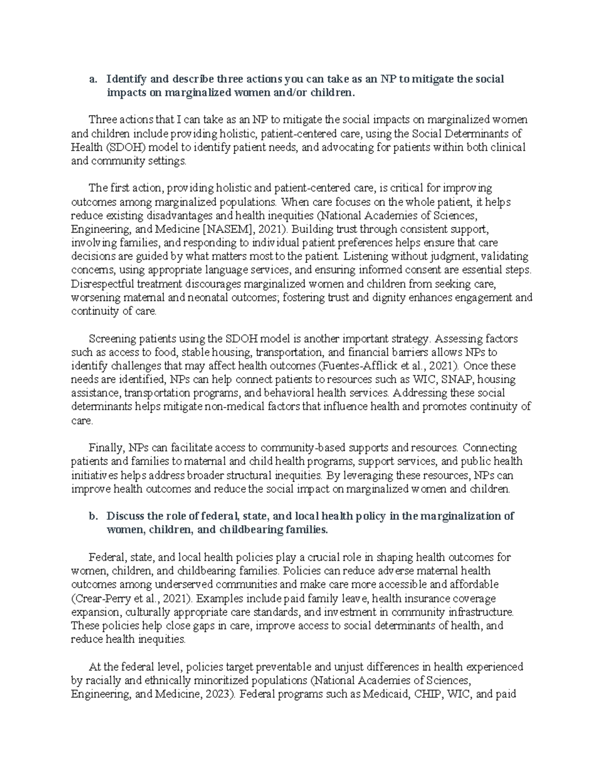 Discussion Post #1: Mitigating Social Impacts on Marginalized Women ...
