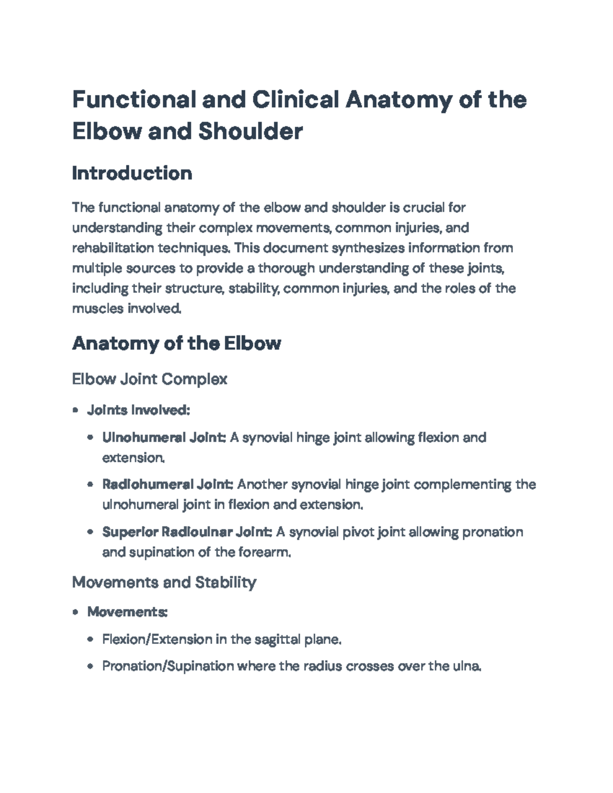 Functional and Clinical Anatomy of Elbow & Shoulder Joints - Functional ...