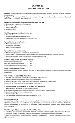 Summary Notes on Compensation Income - Summary Notes on Compensation ...