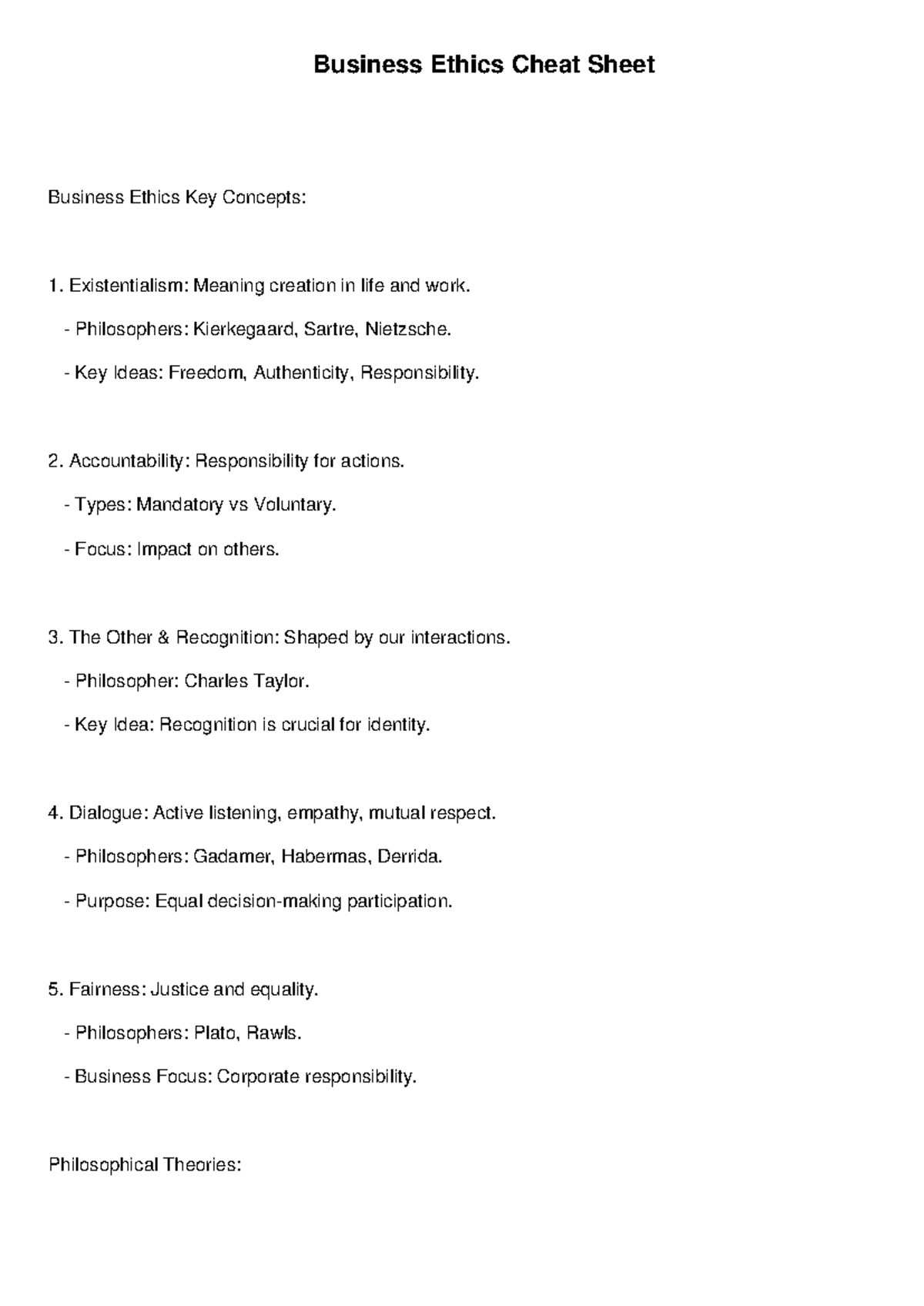 BUS 101: Business Ethics Test 1 Summary Cheat Sheet - Studocu