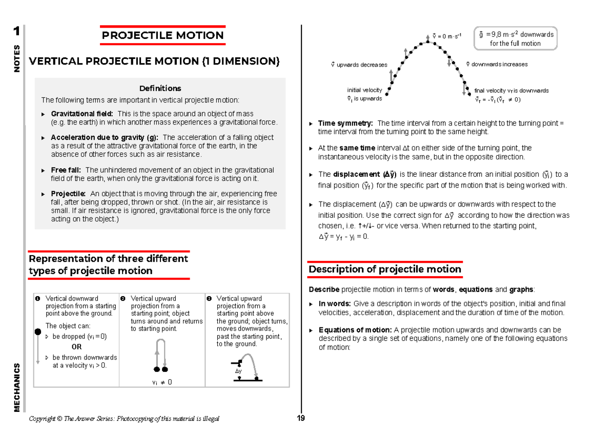 Vertical Projectile Motion Notes