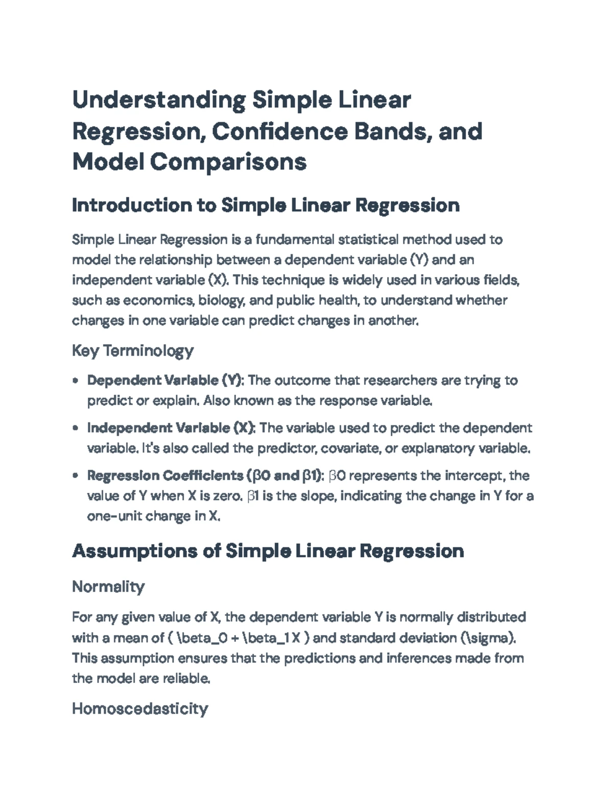 Understanding Simple Linear Regression & Confidence Bands (STAT101 ...