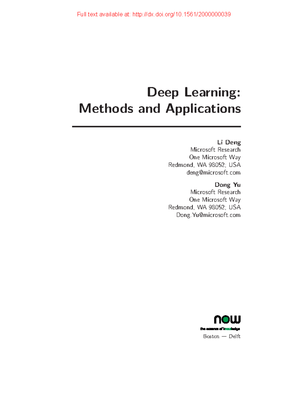 2.Deng Yu Deep Learning - Methods and Applications Now Publishers 2013 ...